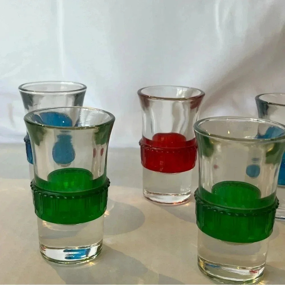 Vintage Tsing Tao MCM Art Deco Multicolor Shot Glasses - Set of 5 - Picture 3 of 4